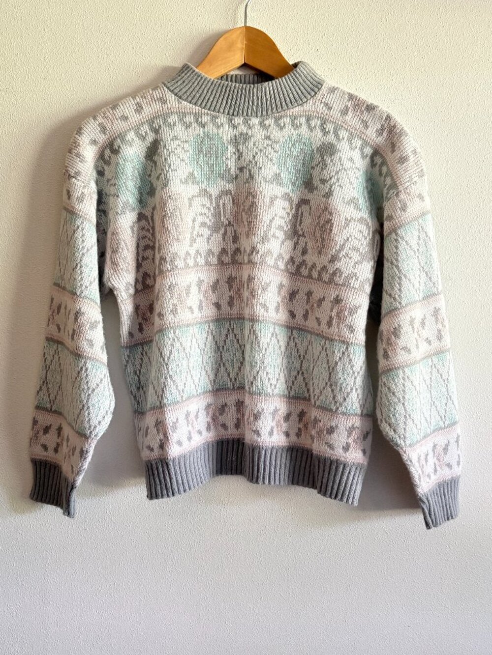 Vintage 80s/90s Jonathan Cass Pastel Fair Isle Mock Neck Sweater